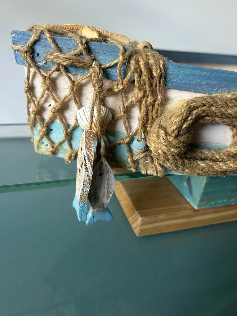 Wood Boat Wall Shelf Display Canoe Sailing Centerpiece Nautical Home Decor